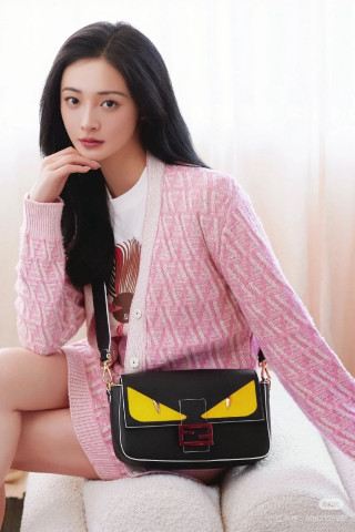 Fendi Bag Eyes Black Yellow Leather Shoulder Bag view 4