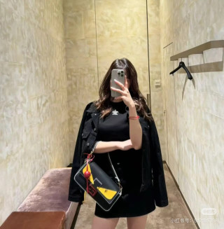 Fendi Bag Eyes Black Yellow Leather Shoulder Bag view 7