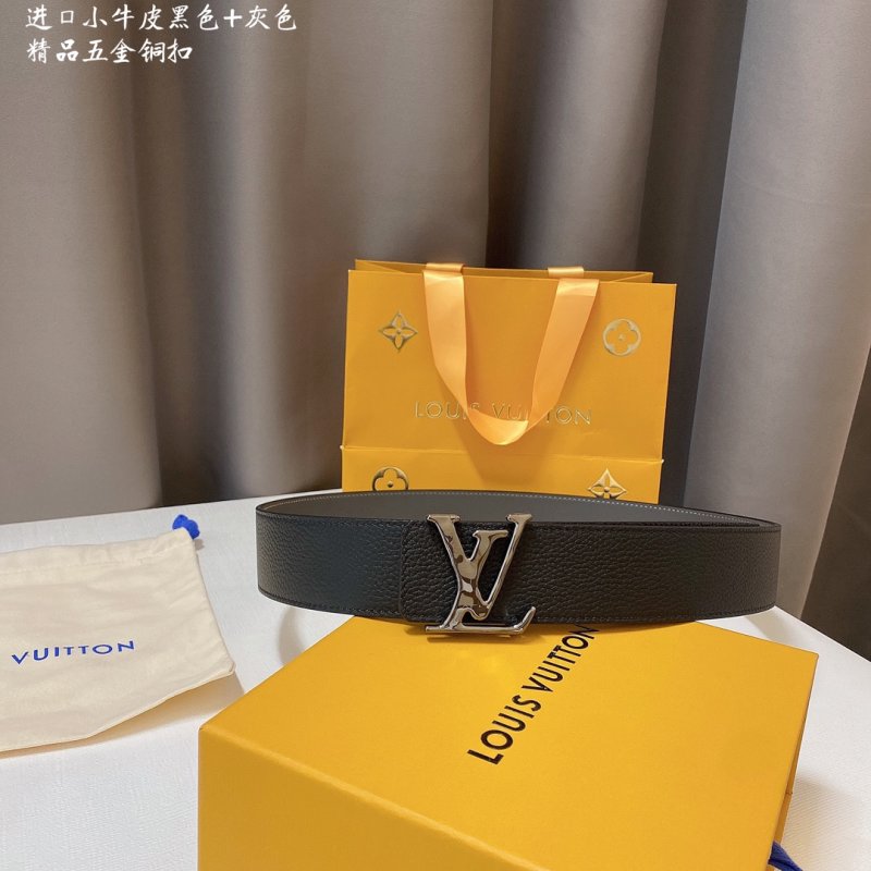 Louis Vuitton LV Buckle Black Leather Belt 4.0cm