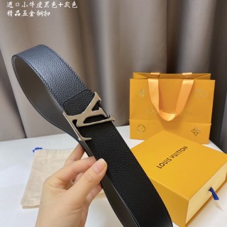 Louis Vuitton LV Buckle Black Leather Belt 4.0cm view 2