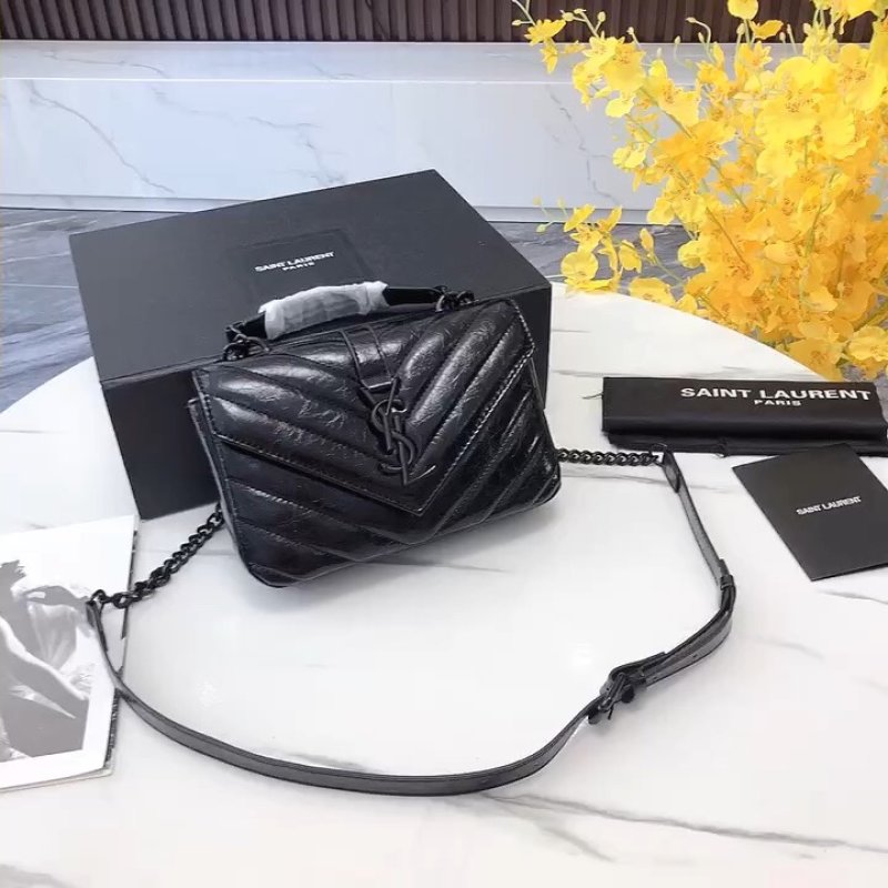 Saint Laurent Black Quilted Leather Crossbody Bag
