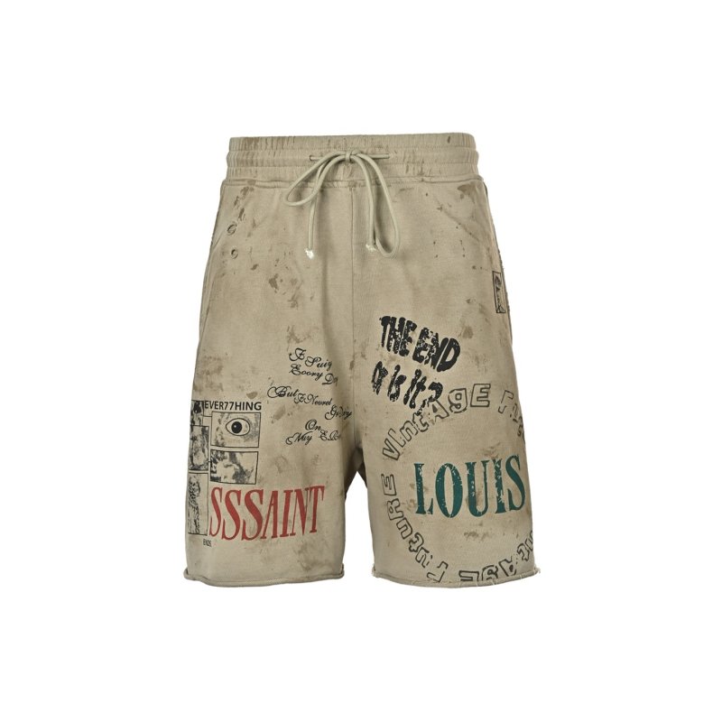 Essentials Vintage Graphic Beige Shorts view