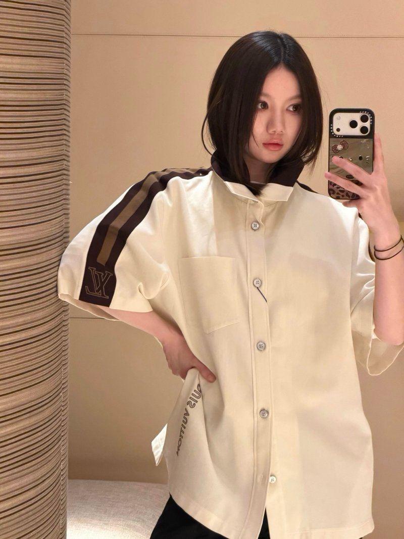 Louis Vuitton Cream Oversized Button-Up Shirt with Stripe Detail