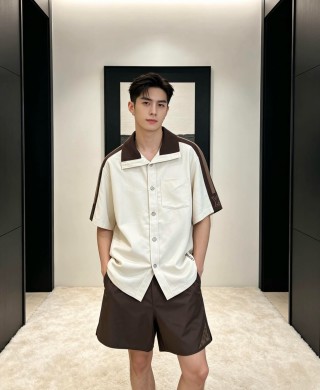 Louis Vuitton Cream Oversized Button-Up Shirt with Stripe Detail view 2