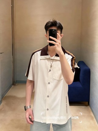Louis Vuitton Cream Oversized Button-Up Shirt with Stripe Detail view 4