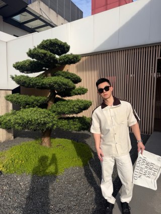 Louis Vuitton Cream Oversized Button-Up Shirt with Stripe Detail view 5