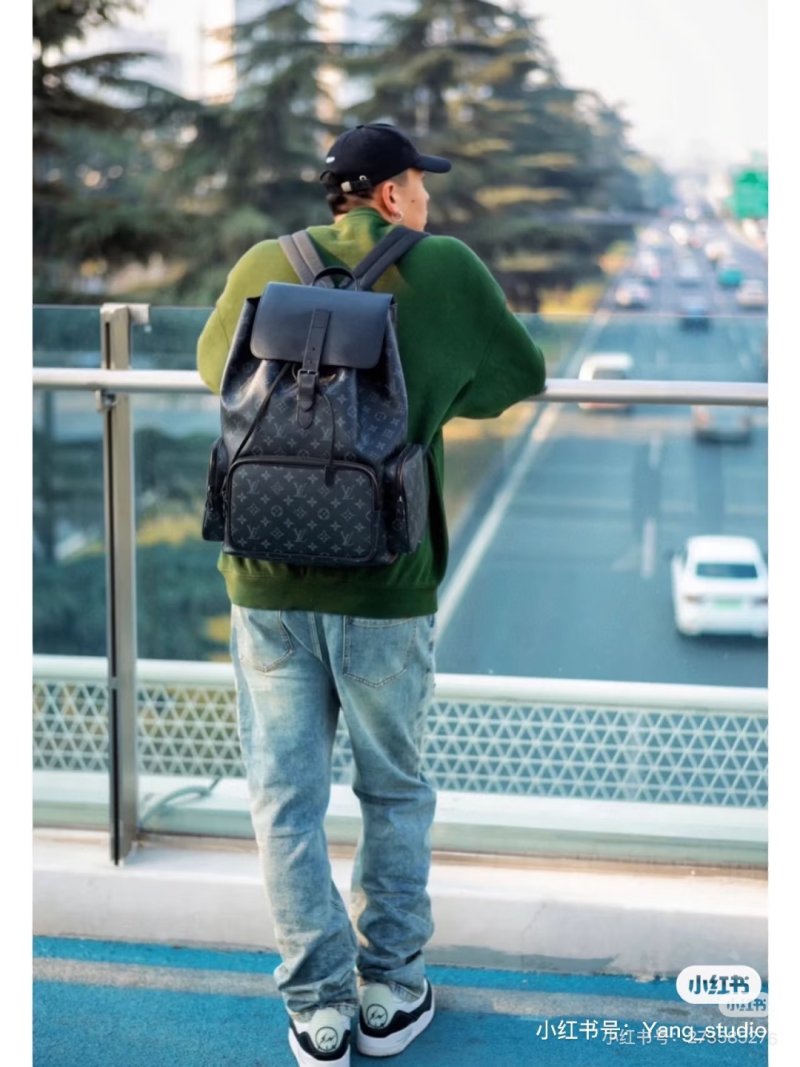Louis Vuitton Trio Monogram Backpack Black view