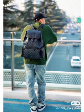 Louis Vuitton Trio Monogram Backpack Black view 5