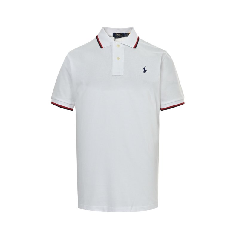 Polo Ralph Lauren Women's White Polo Shirt with Red Stripe Trim view