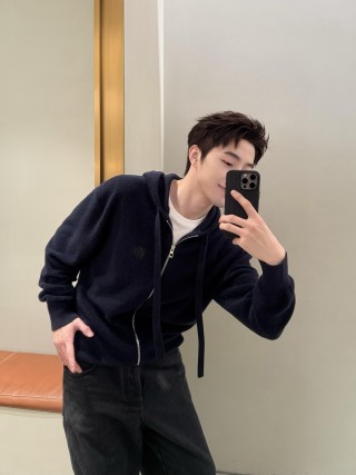 Stone Island Navy Zip Hoodie Jacket view 2