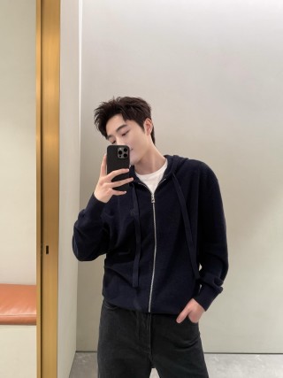 Stone Island Navy Zip Hoodie Jacket view 3