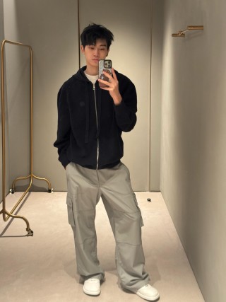Stone Island Navy Zip Hoodie Jacket view 5