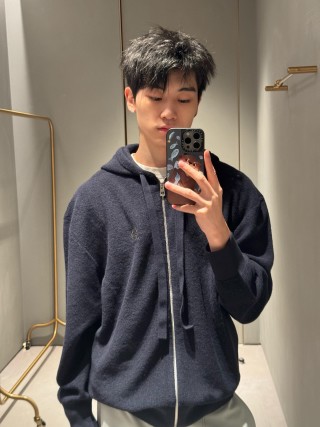 Stone Island Navy Zip Hoodie Jacket view 6