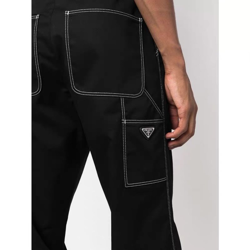 Prada Black Cargo Jeans with Contrast Stitching
