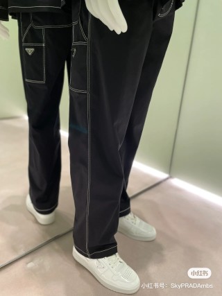 Prada Black Cargo Jeans with Contrast Stitching view 6