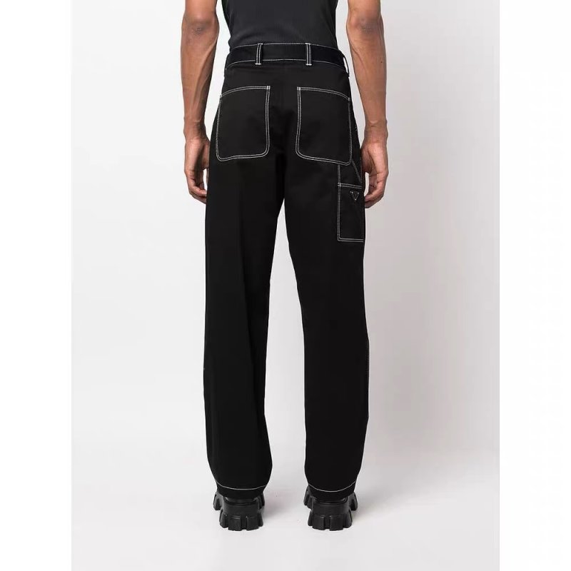 Prada Black Cargo Jeans with Contrast Stitching view