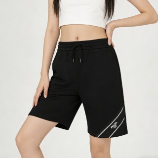 Black Knee-Length Shorts with White Logo Tape view 4