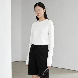 Black Knee-Length Shorts with White Logo Tape view 5