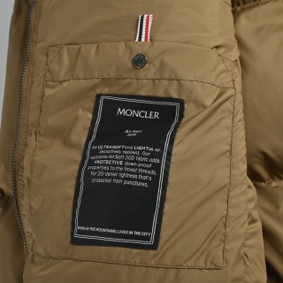 Moncler Camel Nylon Puffer Down Jacket with Chest Pocket view 12