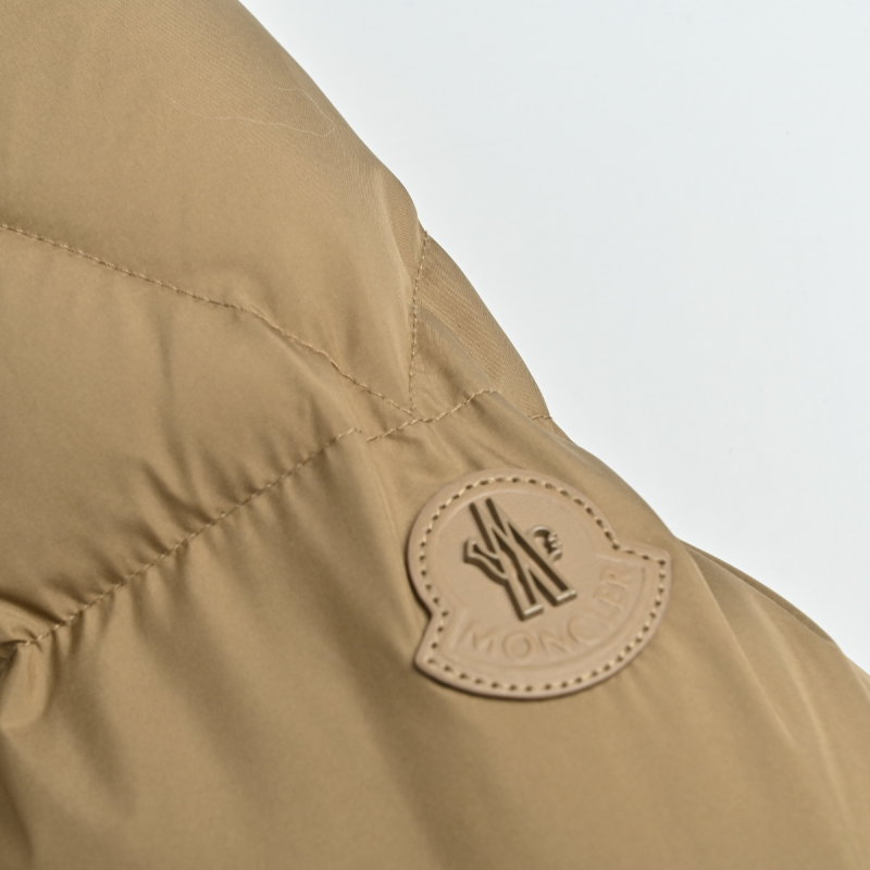 Moncler Camel Nylon Puffer Down Jacket with Chest Pocket view