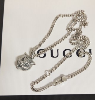 Gucci Silver Tiger Head Pendant Necklace 50cm view 6