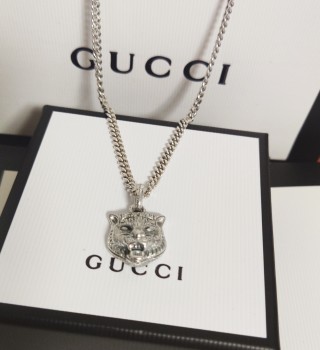Gucci Silver Tiger Head Pendant Necklace 50cm view 7