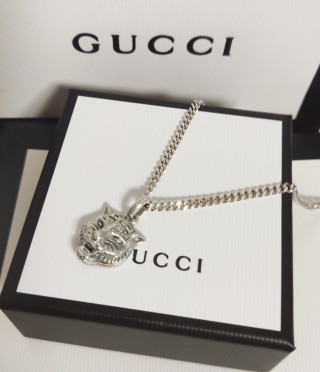 Gucci Silver Tiger Head Pendant Necklace 50cm view 8
