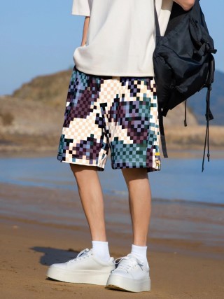 Pixelated Checkered Multi-Color Shorts