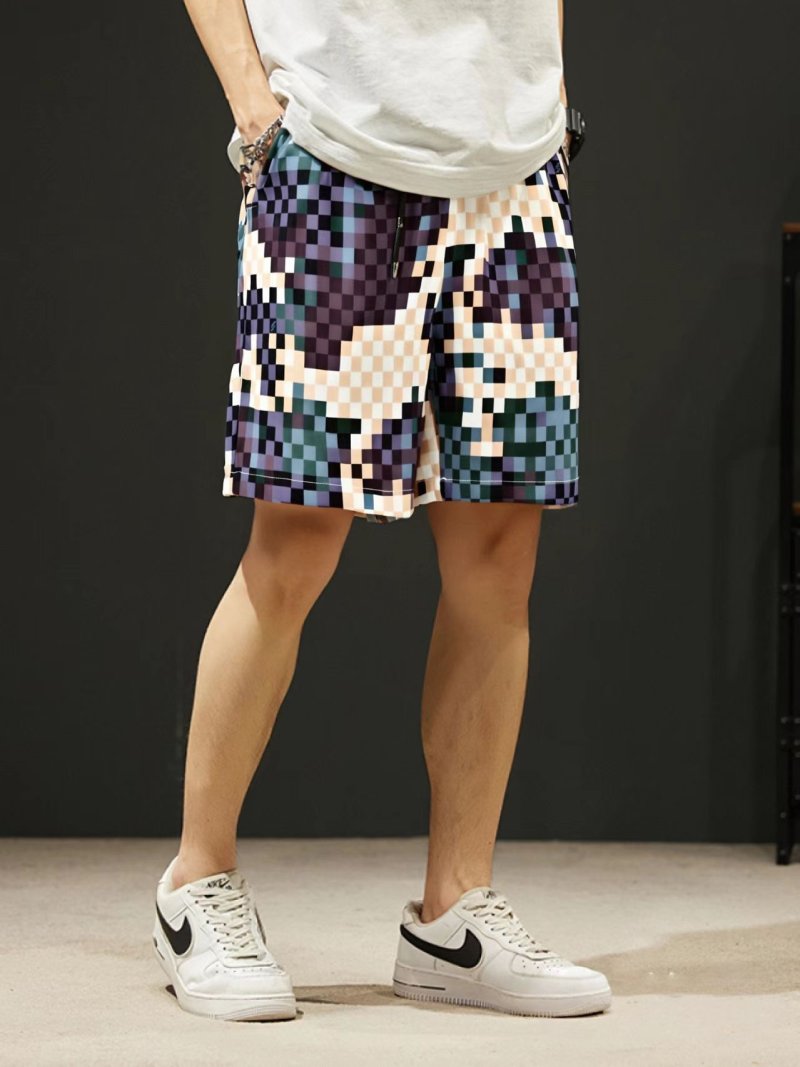 Pixelated Checkered Multi-Color Shorts view