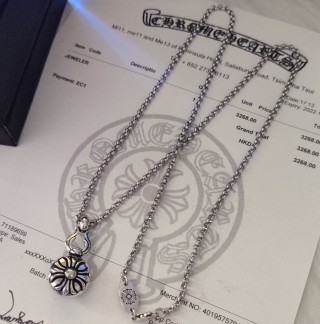 Chrome Hearts Silver Ball Chain Fleur-de-Lis Pendant Necklace view 2