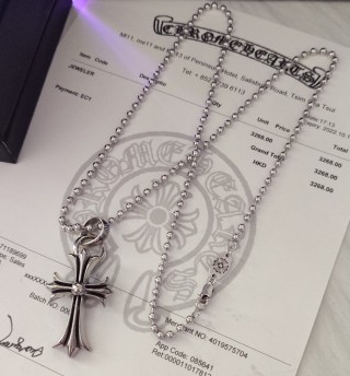 Chrome Hearts Silver Ball Chain Fleur-de-Lis Pendant Necklace view 6