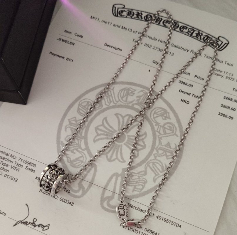 Chrome Hearts Silver Ball Chain Fleur-de-Lis Pendant Necklace view