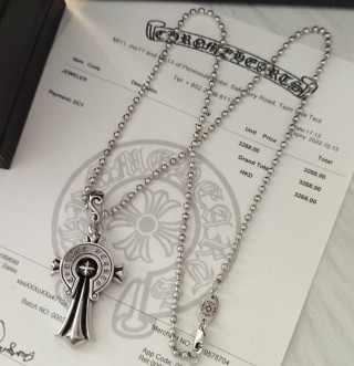 Chrome Hearts Silver Ball Chain Fleur-de-Lis Pendant Necklace view 8