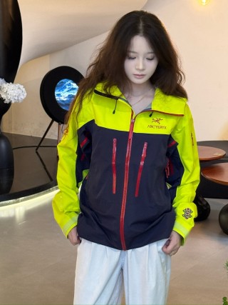 Arc'teryx Neon Yellow & Navy Colorblock Softshell Jacket view 5
