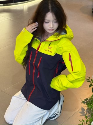 Arc'teryx Neon Yellow & Navy Colorblock Softshell Jacket view 7
