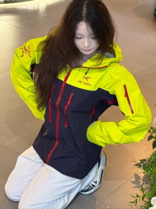 Arc'teryx Neon Yellow & Navy Colorblock Softshell Jacket view 8
