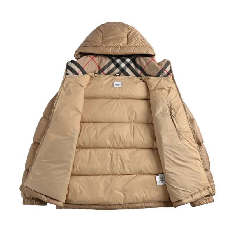 Beige Puffer Down Jacket with Hood view