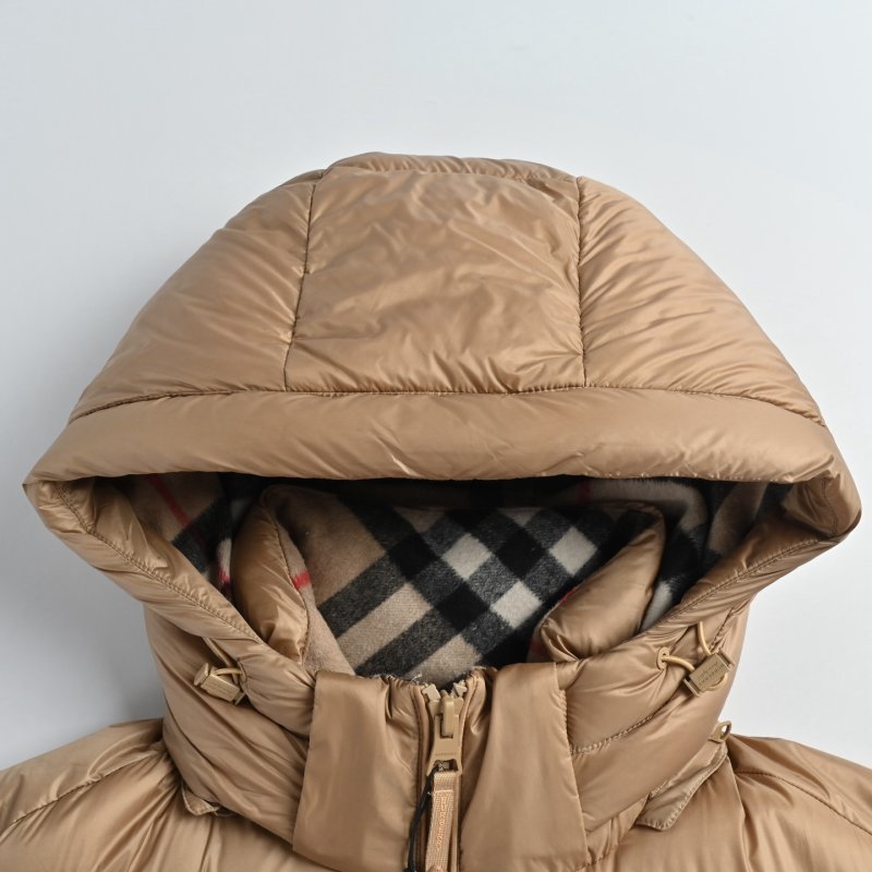 Beige Puffer Down Jacket with Hood view