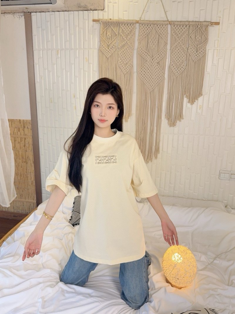 Cream Oversized Short Sleeve T-Shirt with Embroidered Text view