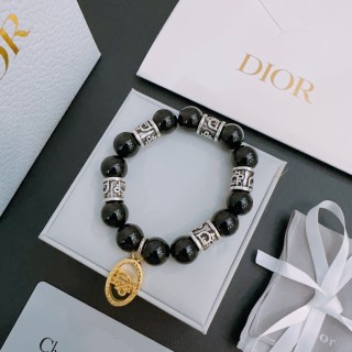 Dior Agate Beaded Bracelet with Thai Silver Spacers - Black