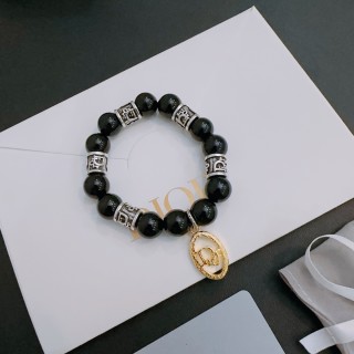 Dior Agate Beaded Bracelet with Thai Silver Spacers - Black view 5