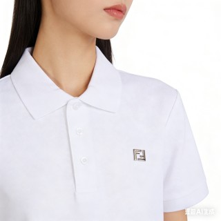 Fendi White Short-Sleeve Polo Shirt