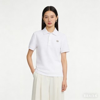 Fendi White Short-Sleeve Polo Shirt view 2