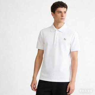 Fendi White Short-Sleeve Polo Shirt view 5