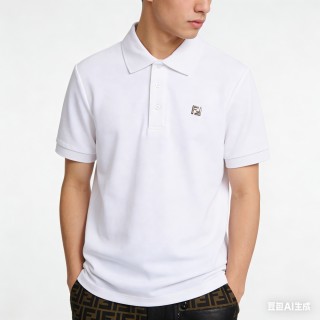 Fendi White Short-Sleeve Polo Shirt view 6