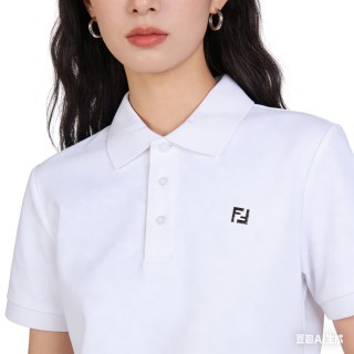 Fendi White Short-Sleeve Polo Shirt view 7