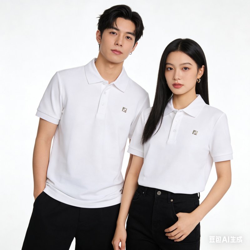 Fendi White Short-Sleeve Polo Shirt view