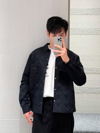 Dior Black Quilted Bomber Jacket view 6