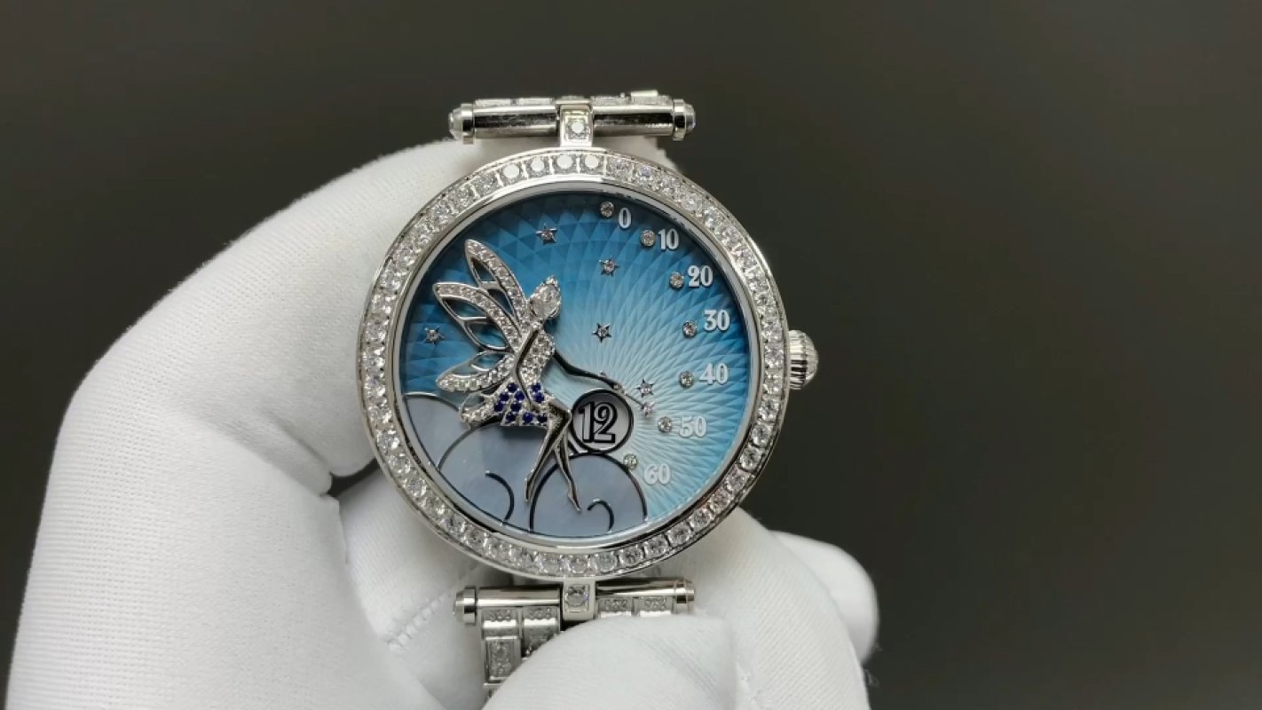 Cartier Ballon Bleu Blue Dial Diamond Bezel Steel Watch