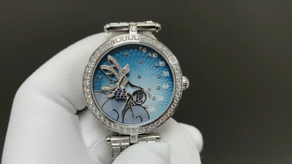 Cartier Ballon Bleu Blue Dial Diamond Bezel Steel Watch